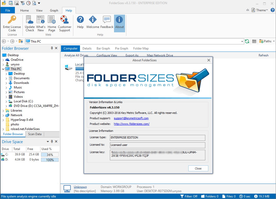 FolderSizes 8.3.150 Enterprise Edition 注册版 - 磁盘空间管理软件