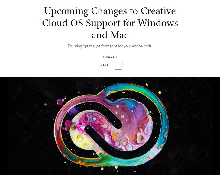 Adobe官方表示将停止支持旧版：Windows 8.1/10和macOS 10.11操作系统