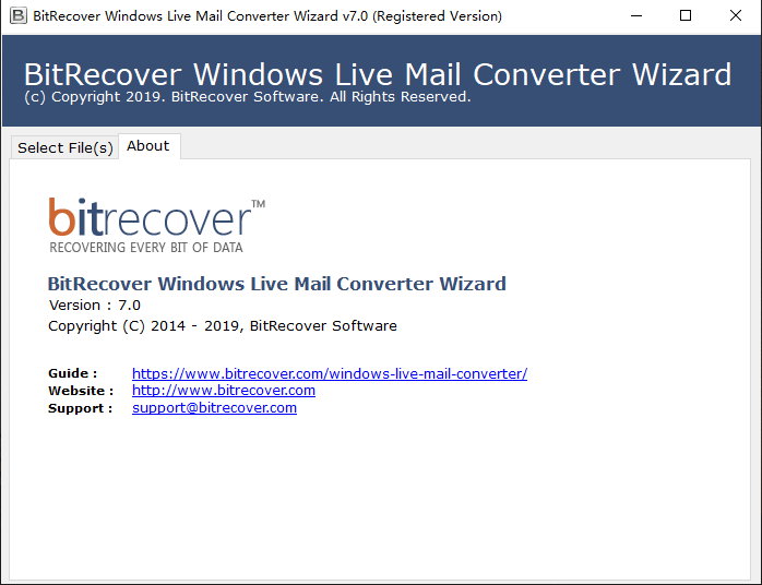 BitRecover Windows Live Mail Converter Wizard 7.0 注册版