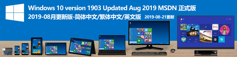 Windows 10 version 1903 Updated Aug 2019 MSDN 正式版ISO镜像-简体中文/繁体中文/英文版