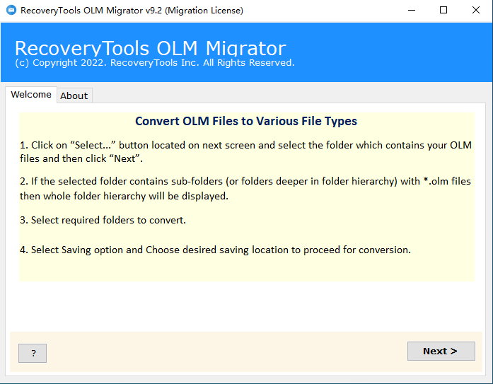 RecoveryTools OLM Migrator v9.2.0 注册版-OLM文件转换恢复