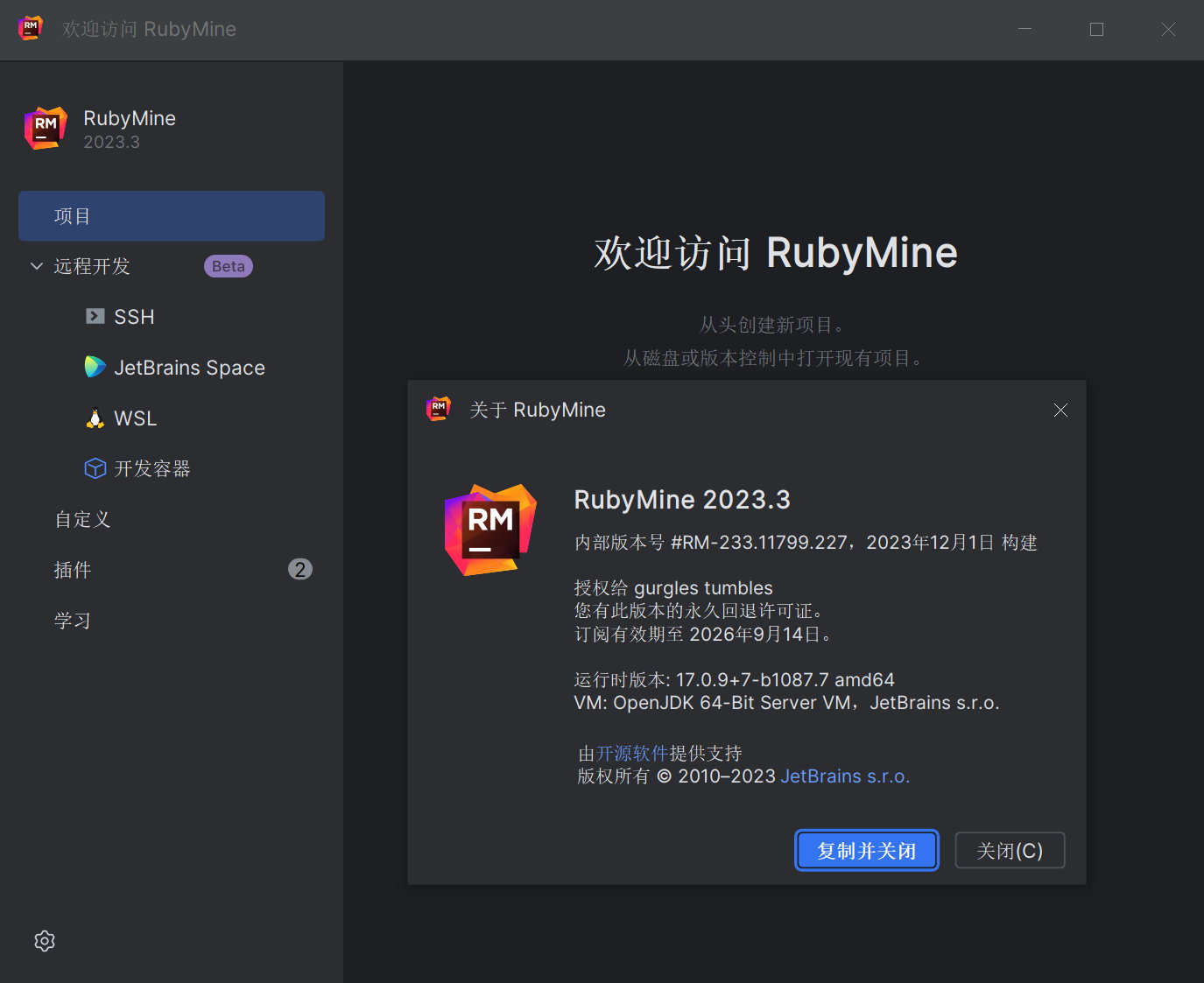 JetBrains RubyMine 2023.3 x64 Multilingual 中文注册版